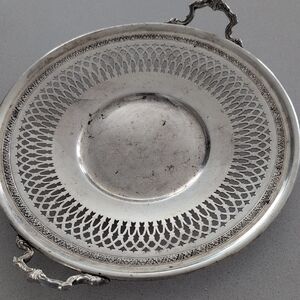 Birks Ornate Pierced Silver-Plated Serving Tray with Handles